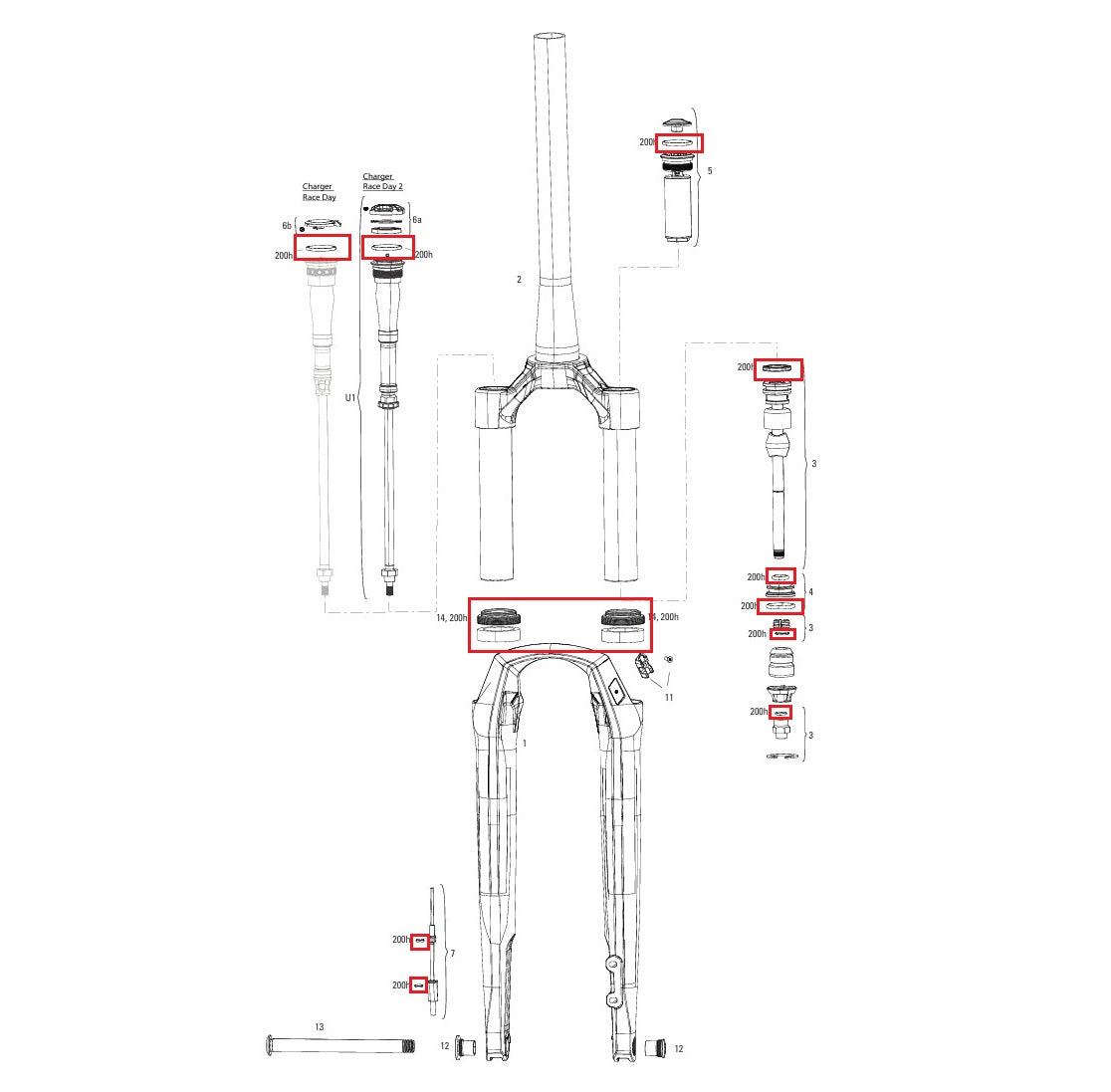 200 hrs/year maintenance kit ROCKSHOX RUDY XPLR BASE/ULTIMATE A1 (2022)