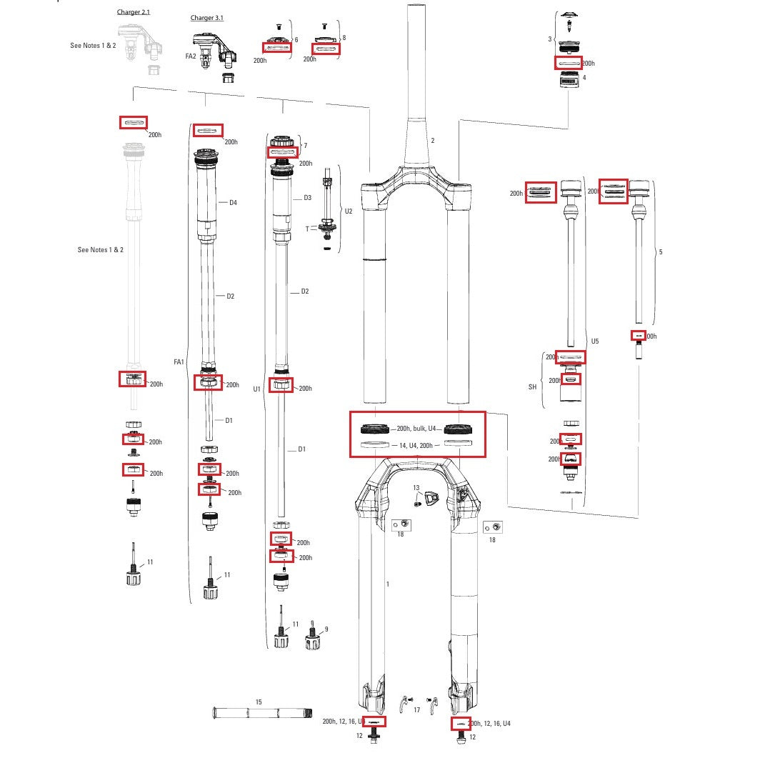 200 hrs/year maintenance kit ROCKSHOX PIKE BASE/SELECT/SELECT+/ULTIMATE (2022+) Gen-C