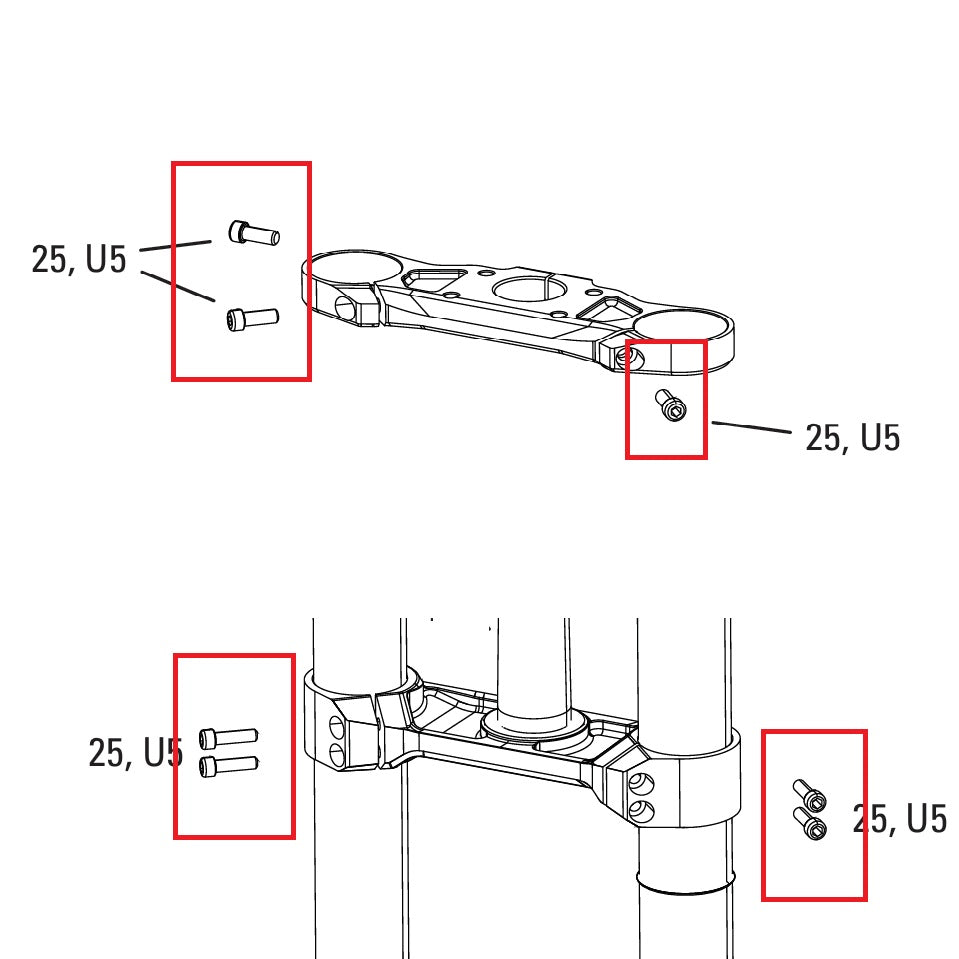 Screw kit for ROCKSHOX BOXXER D1 fork crown (2024+)