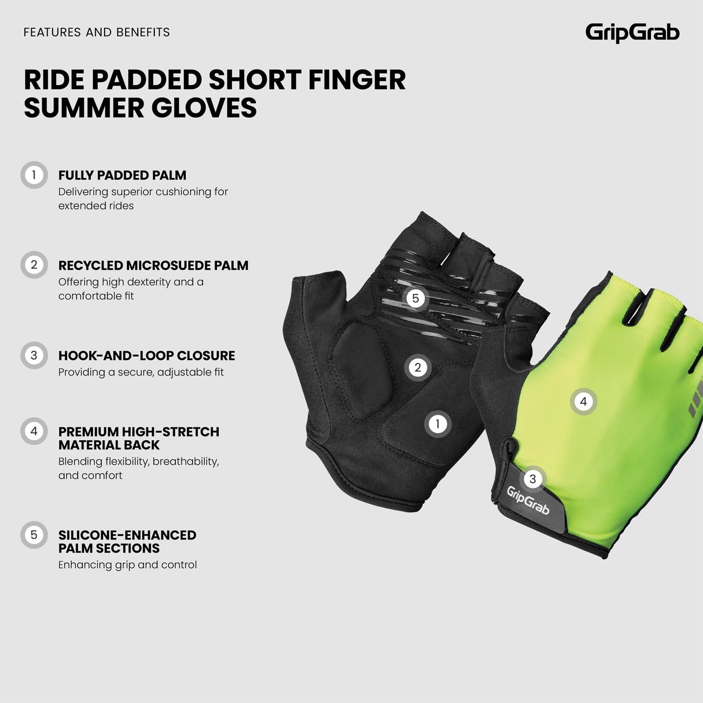 GRIPGRAB RIDE RC MAX Short Gloves Yellow