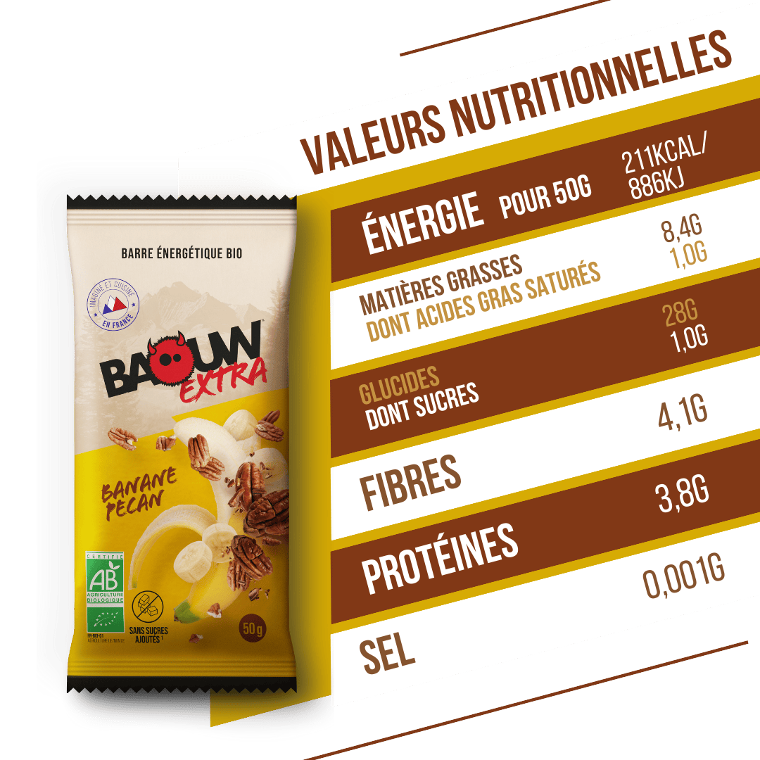 BAOUW ORGANIC EXTRA Banana-Pecan Energy Bar (50g)