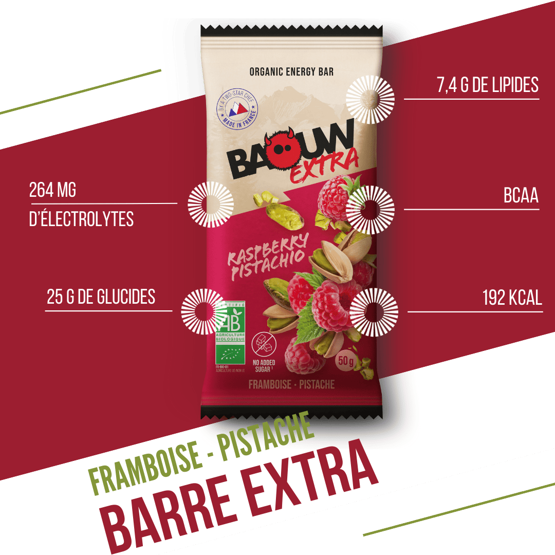 BAOUW ORGANIC EXTRA Raspberry-Pistachio Energy Bar (50g)