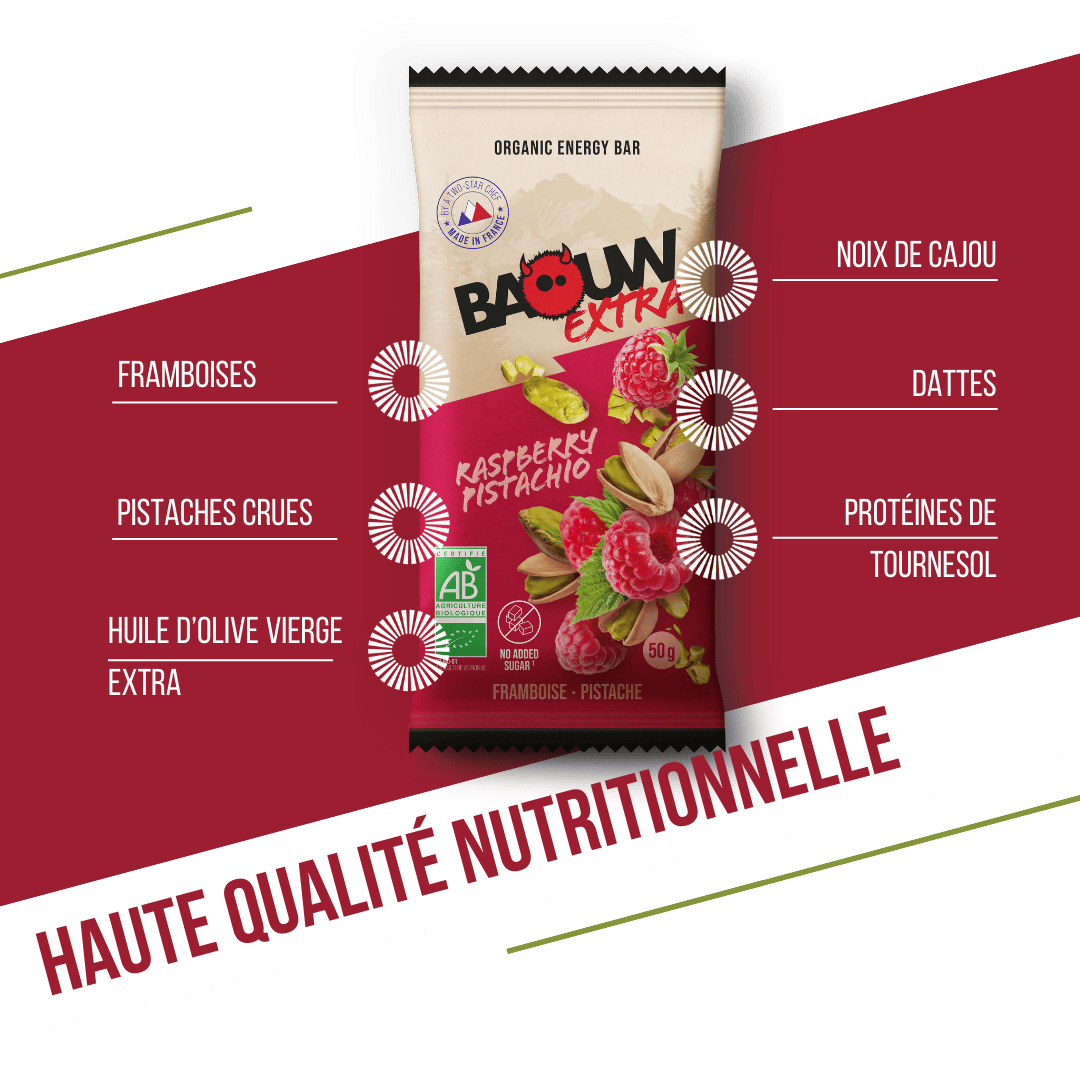 BAOUW ORGANIC EXTRA Raspberry-Pistachio Energy Bar (50g)