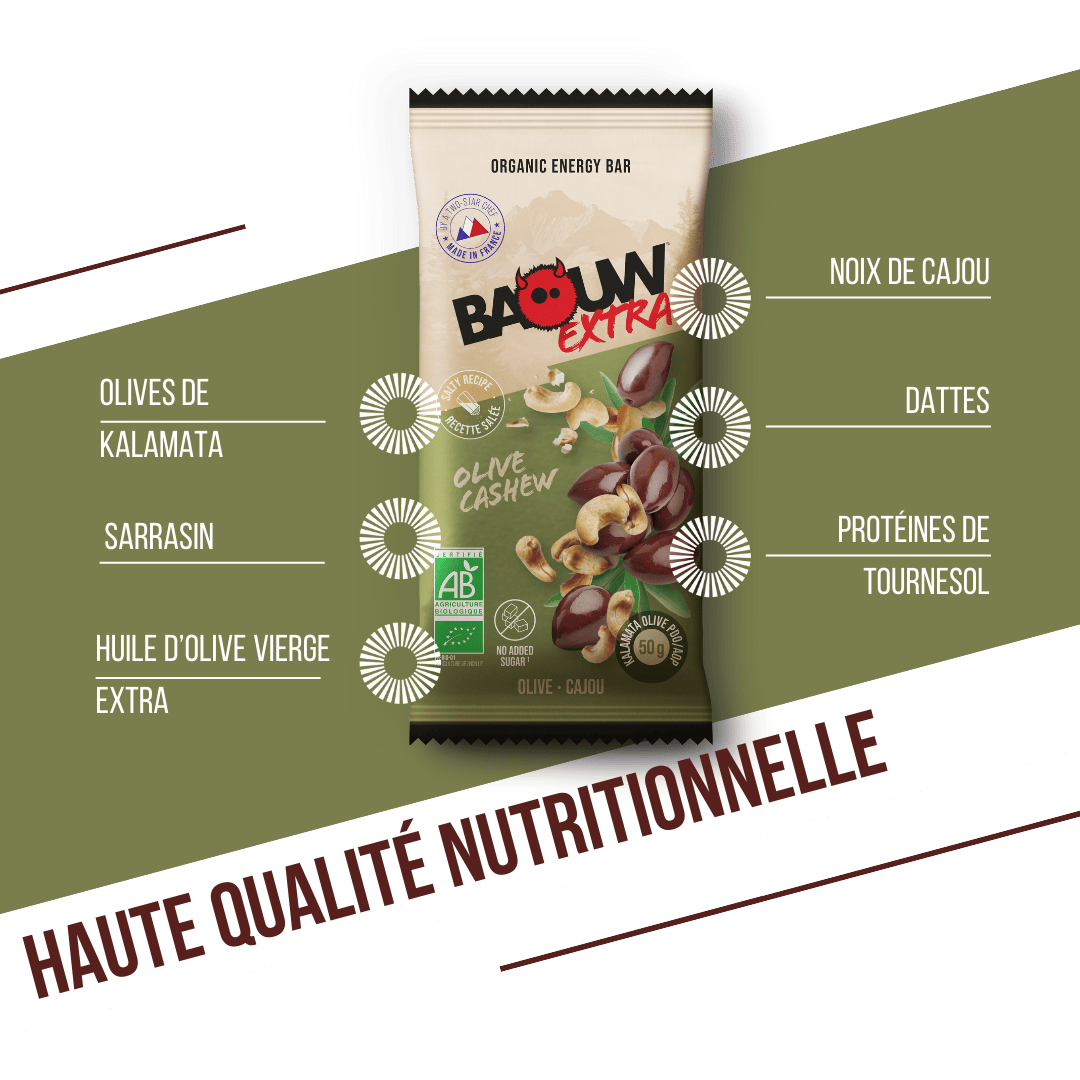BAOUW ORGANIC EXTRA Salted Olive-Cashew Energy Bar (50g)