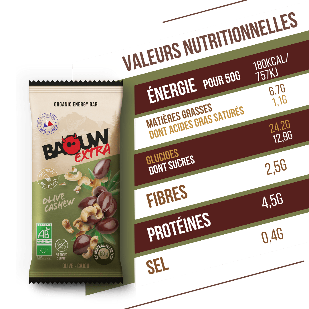 BAOUW ORGANIC EXTRA Salted Olive-Cashew Energy Bar (50g)