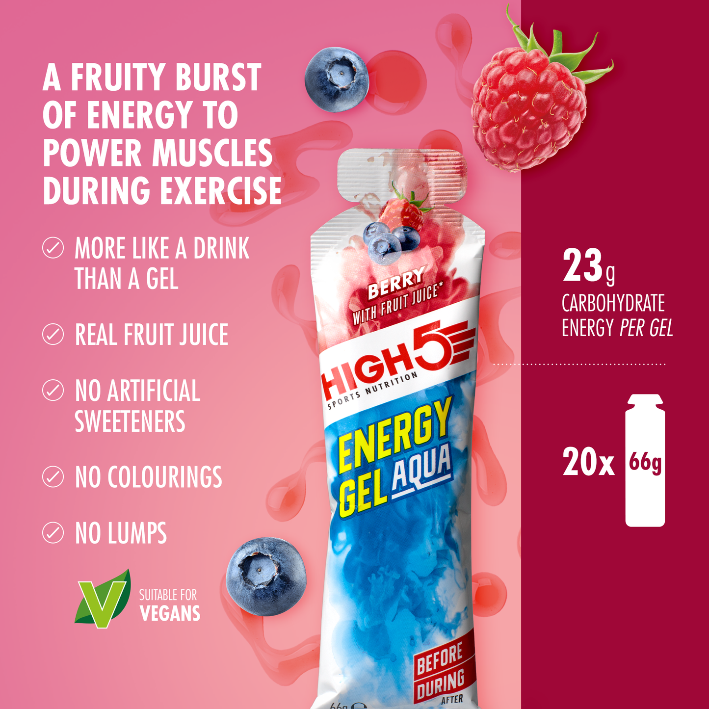 HIGH5 ENERGY GEL Aqua (66g) Red berries