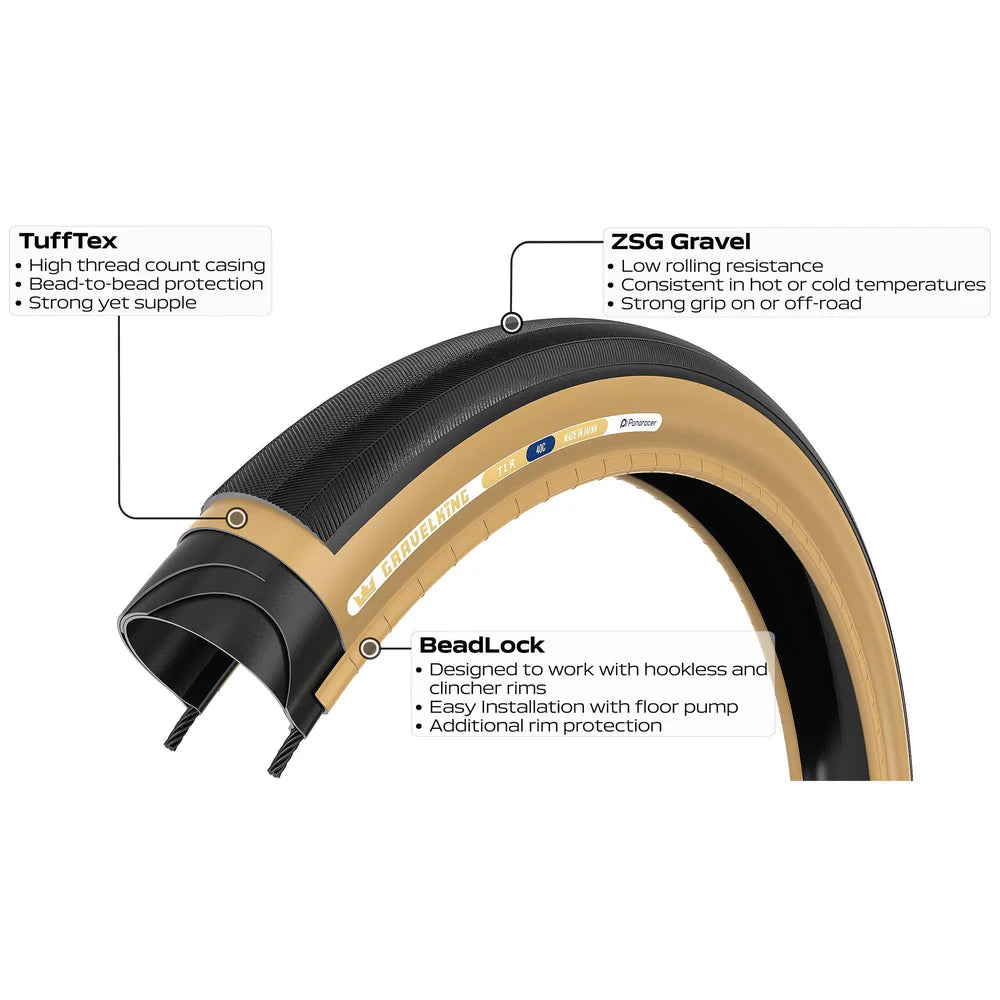 PANARACER GRAVELKING SLICK TLR 650x38b tire Tubeless Ready Beige
