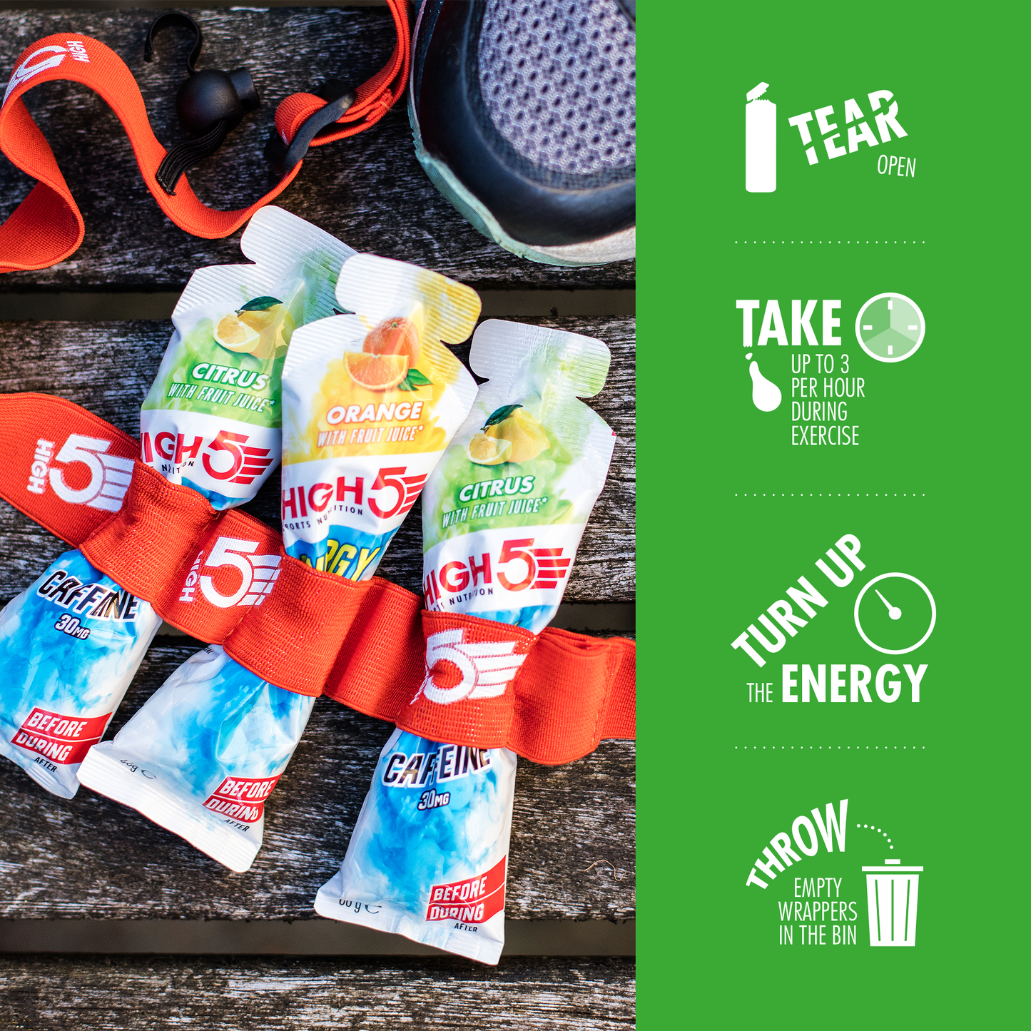 HIGH5 ENERGY GEL Aqua Caffeine (66g) Lemon