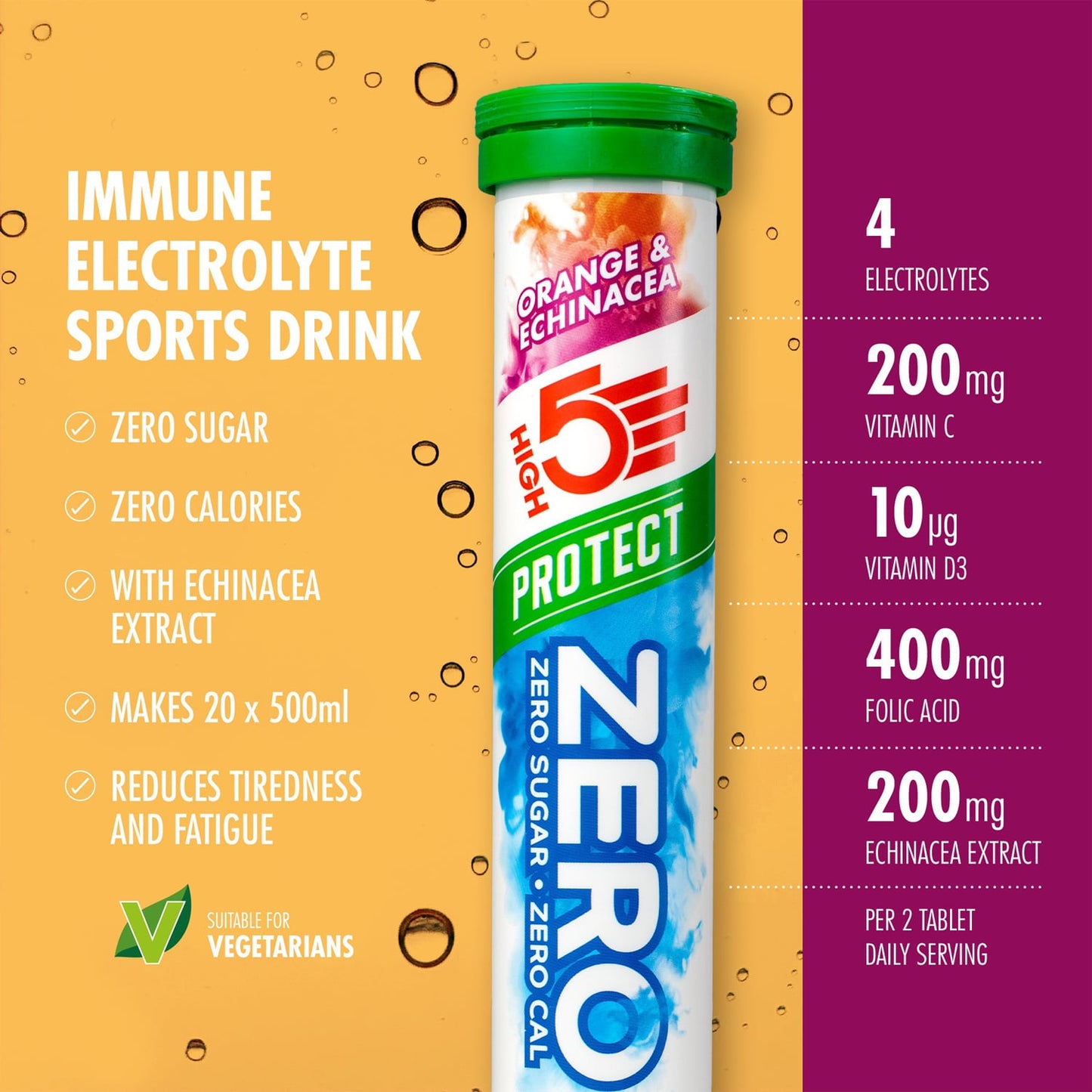 HIGH5 ZERO PROTECT Electrolyte Hydration (20 tablets) Orange & Echinacea