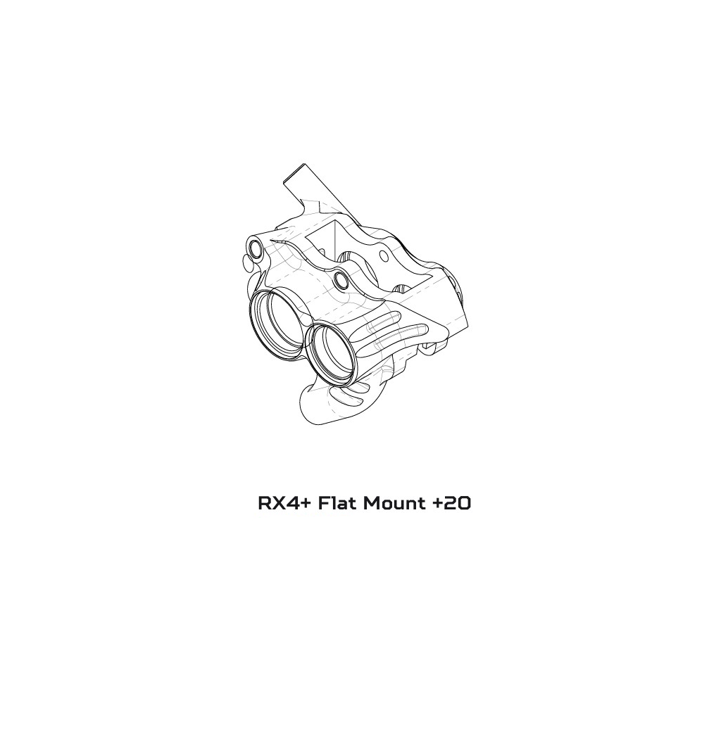 HOPE RX4+ FM Hydraulic Brake Caliper 34mm (+20) 4 Pistons DOT Silver