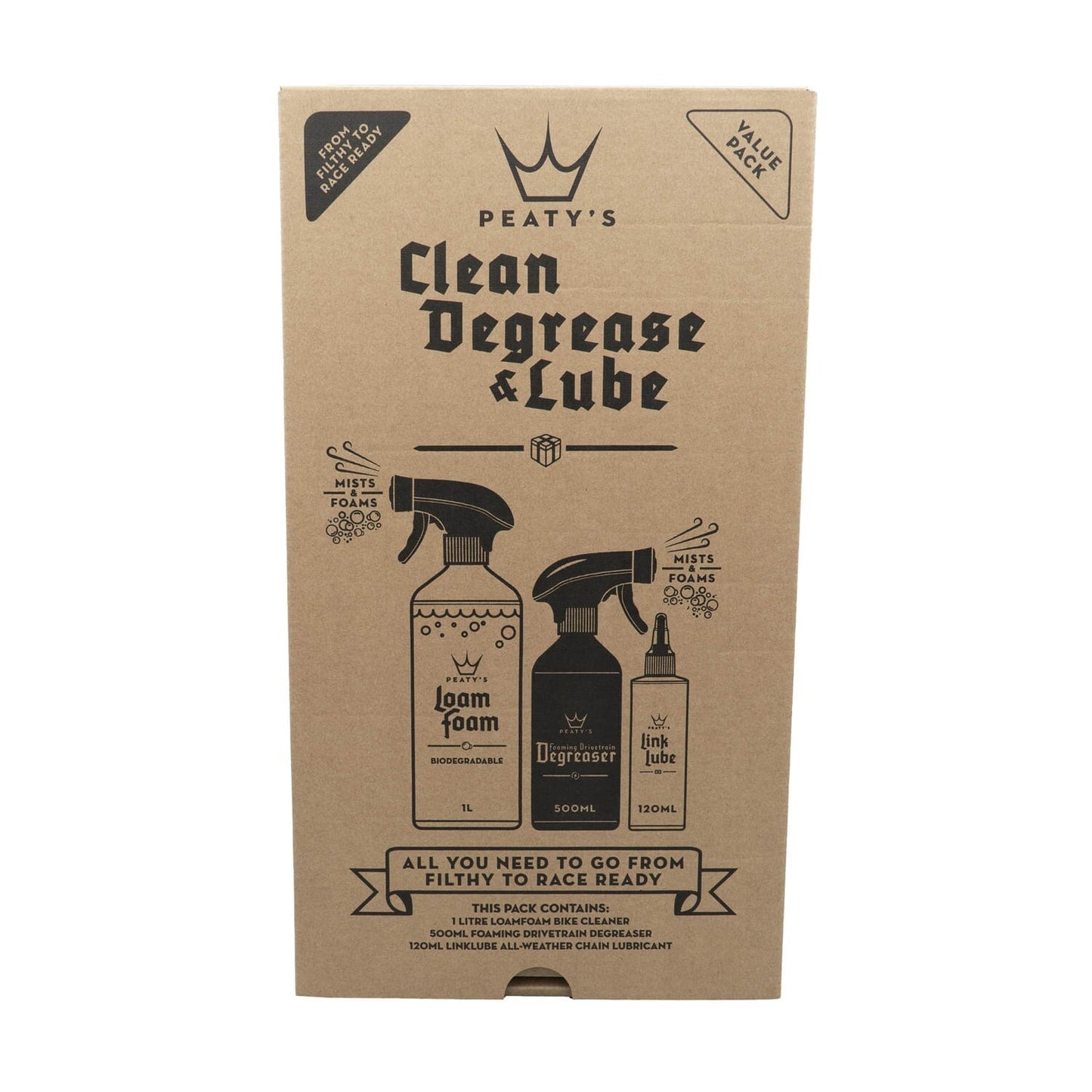 Maintenance Kit PEATY'S WASH DEGREASE LUBRICATE STARTER PACK