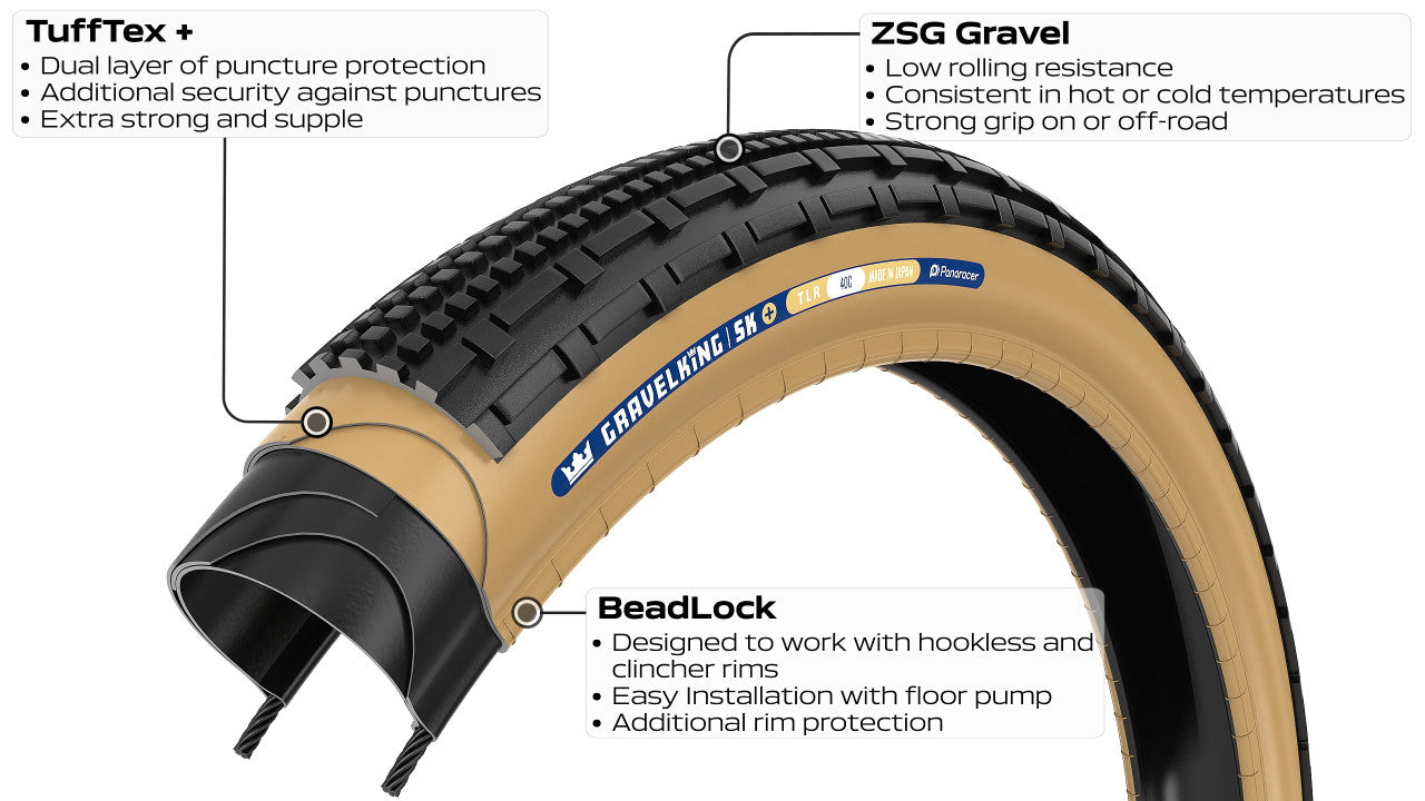 PANARACER GRAVELKING SK+ TLC 700x40c tire Tubeless Ready Beige