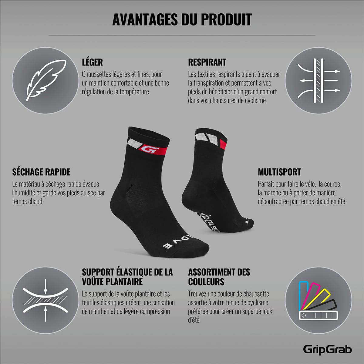 GRIPGRAB REGULAR CUT Socks Black