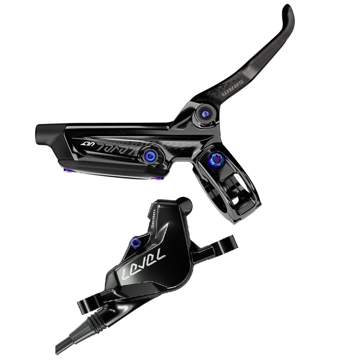 Pair of SRAM LEVEL ULTIMATE Black/Rainbow brakes