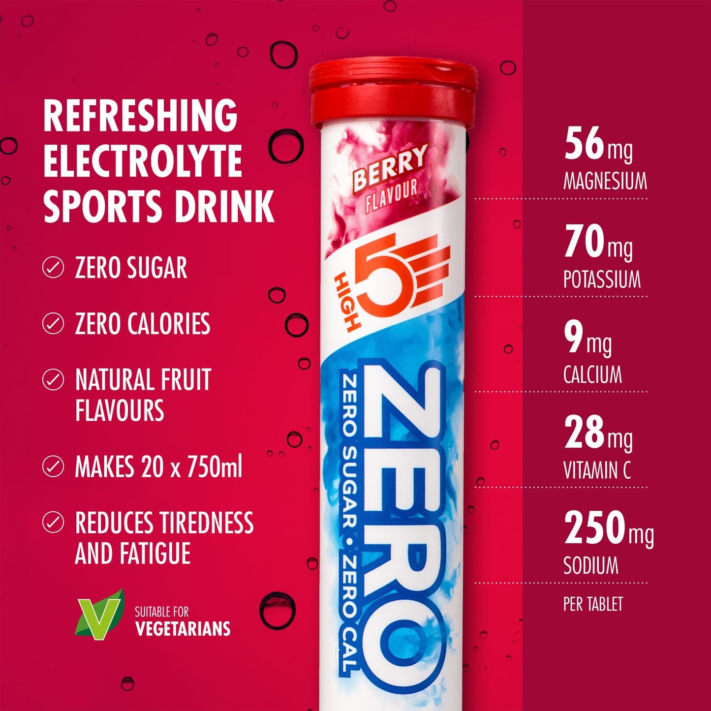 Electrolyte Hydration tablets HIGH5 ZERO (x20) Fruits Red