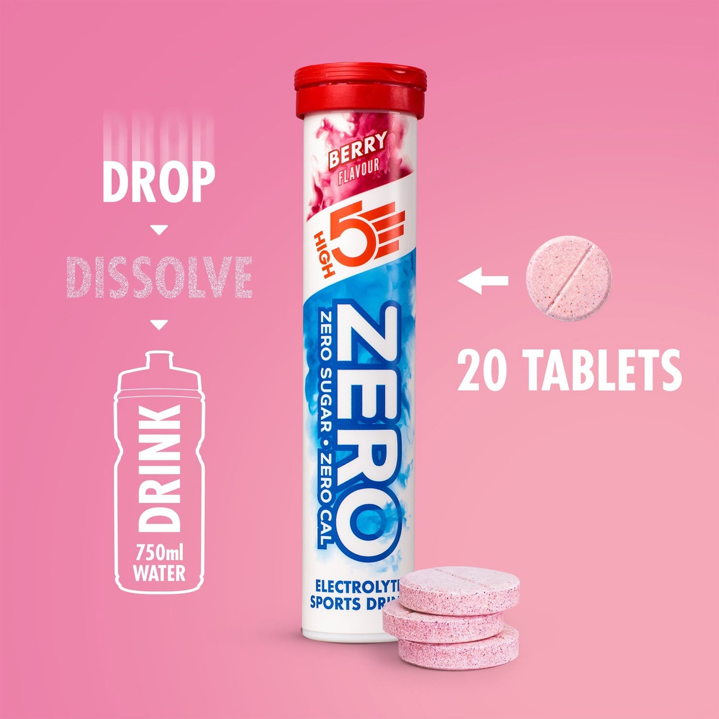 Electrolyte Hydration tablets HIGH5 ZERO (x20) Fruits Red