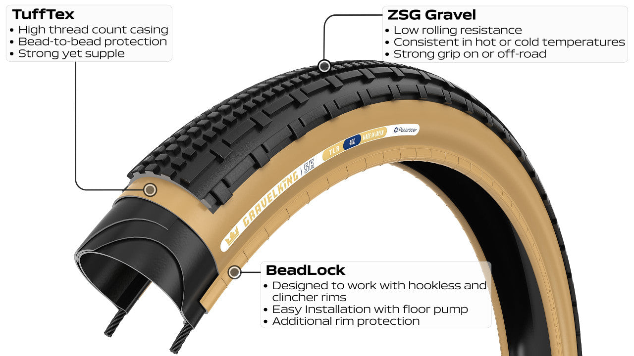 PANARACER GRAVELKING SK TLR 700x40c tire Tubeless Ready Black