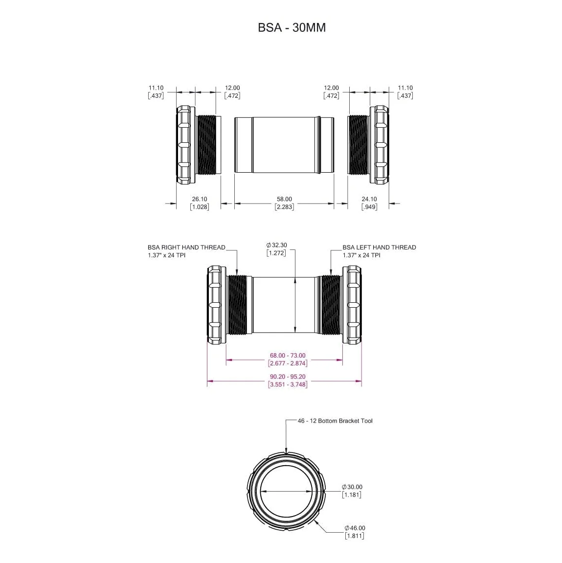 WOLFTOOTH BSA 30mm Black crankset