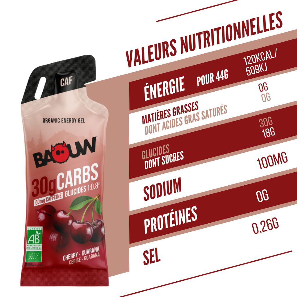BAOW Energy Gel (44g) Lemon/Cherry/Caffeinated Guarana
