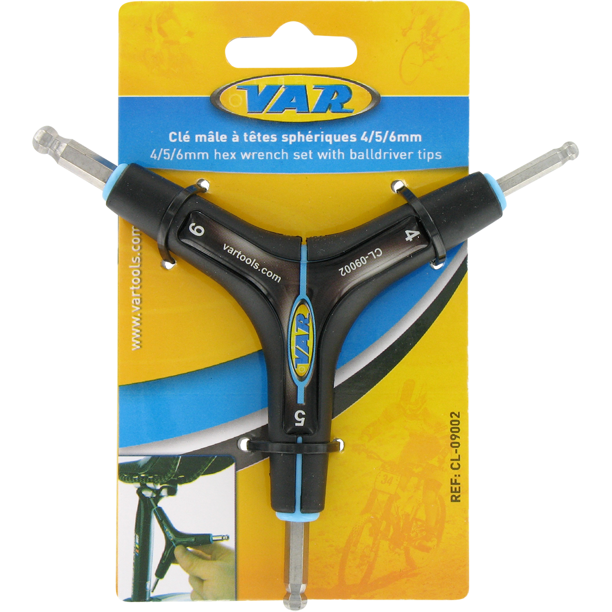 VAR CL-09002-C Spherical Head Y-Wrenches 4/5/6 mm