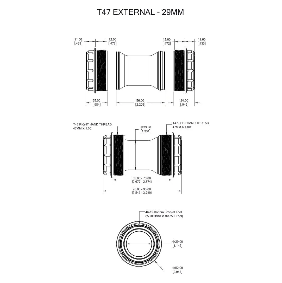 WOLFTOOTH T47 External 29mm SRAM DUB Black crankset