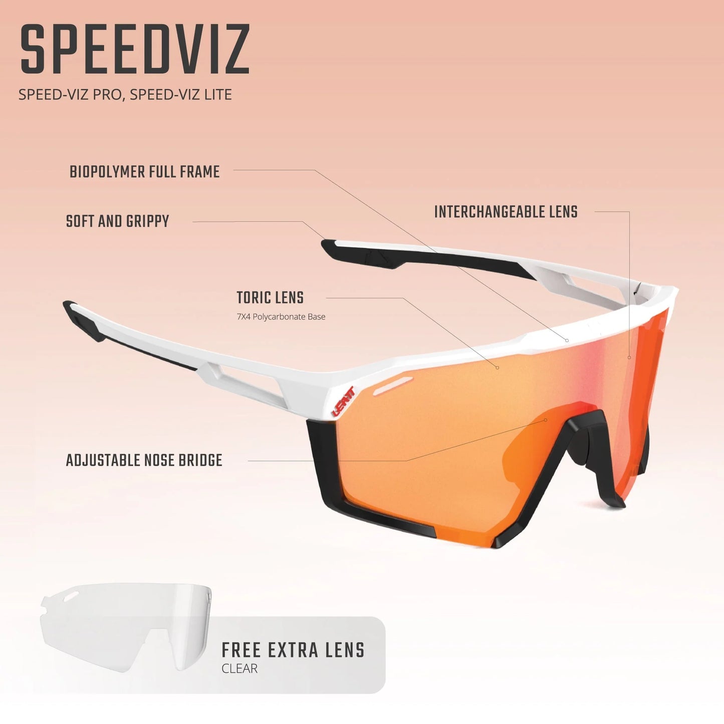 LEATT SPEEDVIZ PRO Crystal Glasses Black/White IRIZ Cryztal Red 13 VLT