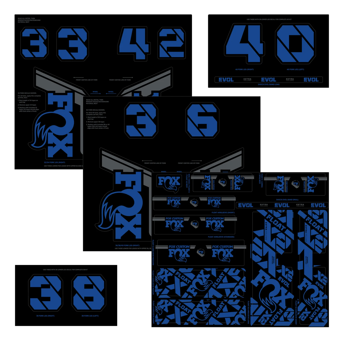 FOX sticker kit for forks and shock absorbers Blue