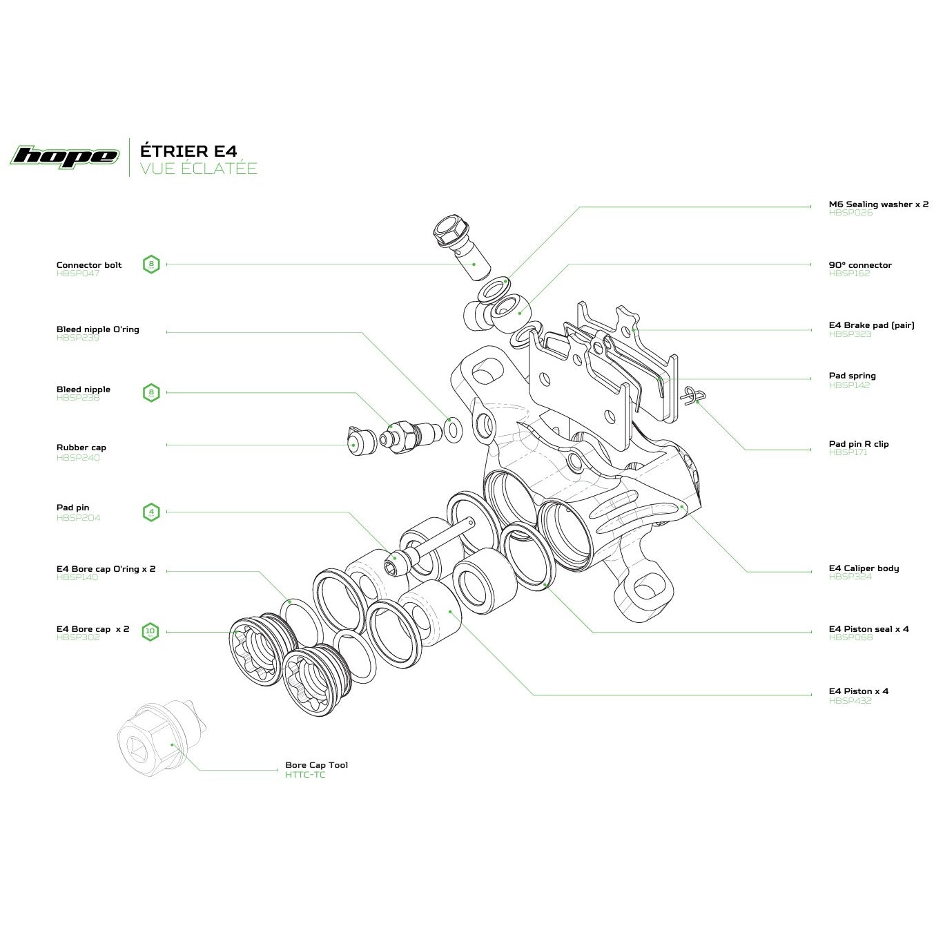 HOPE E4 2022 Hydraulic Brake Caliper Black