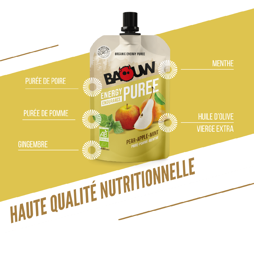 BAOUW Organic Recipe Fruit Energy Puree Pear/Apple/Mint (90g)