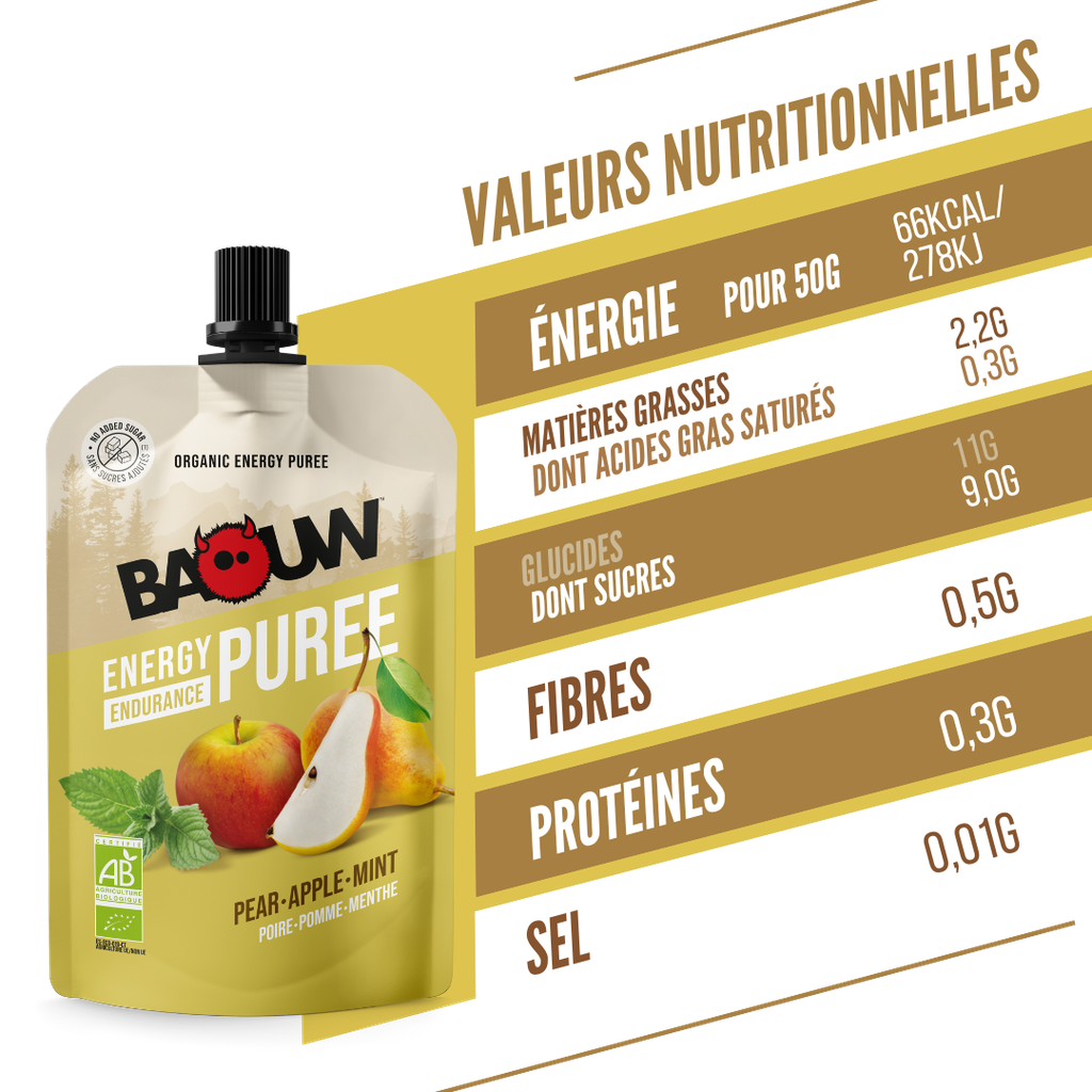 BAOUW Organic Recipe Fruit Energy Puree Pear/Apple/Mint (90g)