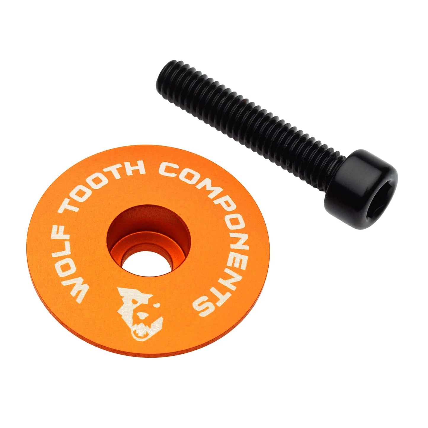 WOLF TOOTH Ultralight Stem Cap with 1-1/8" Screw, Orange