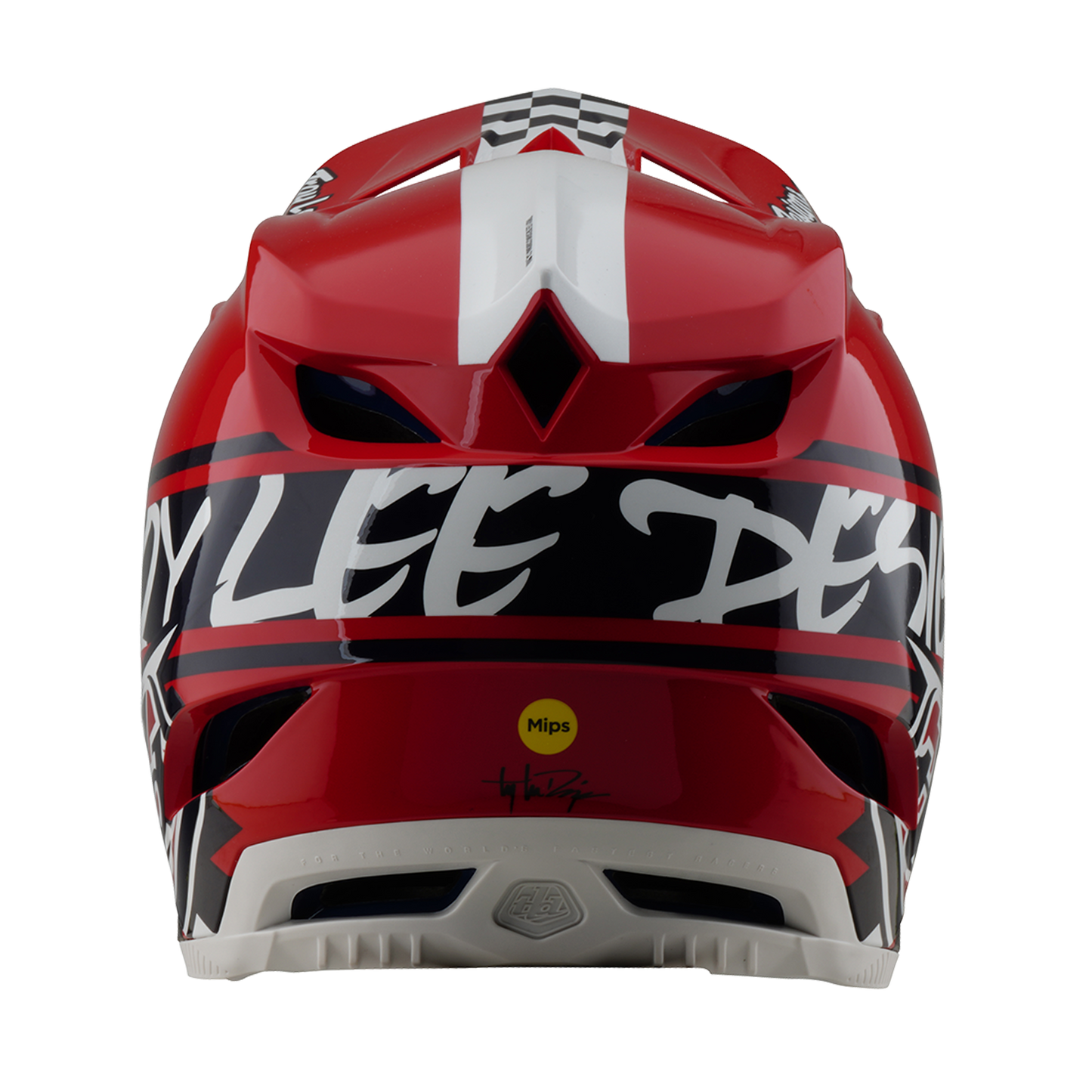MTB helmet TROY LEE DESIGNS D4 POLYACRYLITE FIFTY 50 White/Red 2025