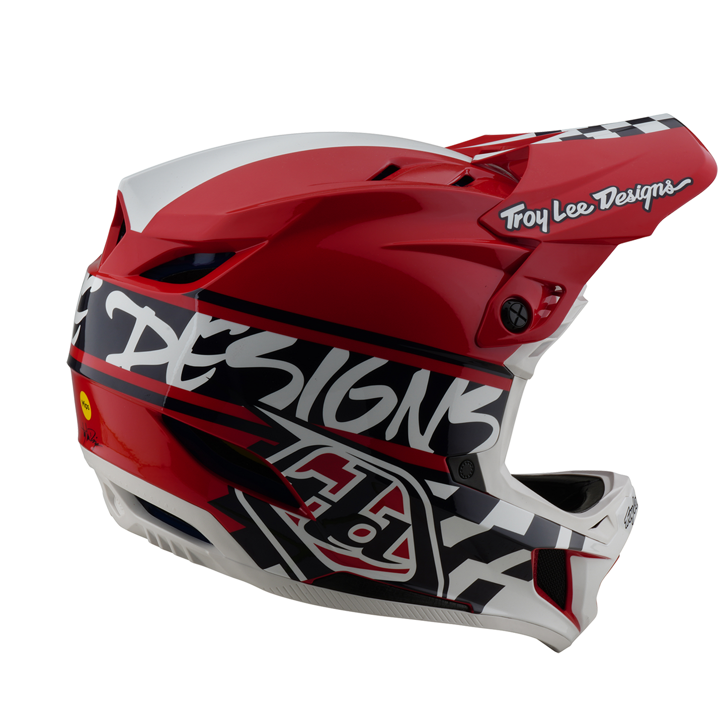 MTB helmet TROY LEE DESIGNS D4 POLYACRYLITE FIFTY 50 White/Red 2025