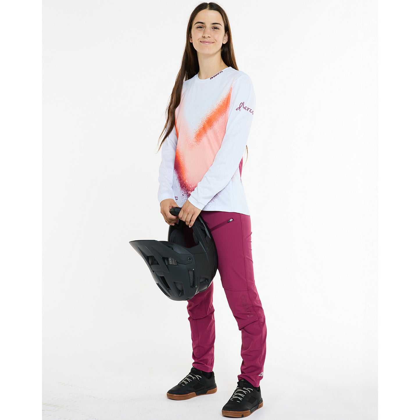 DHARCO GRAVITY FIREBIRD Women's Long Sleeve Jersey White/Orange