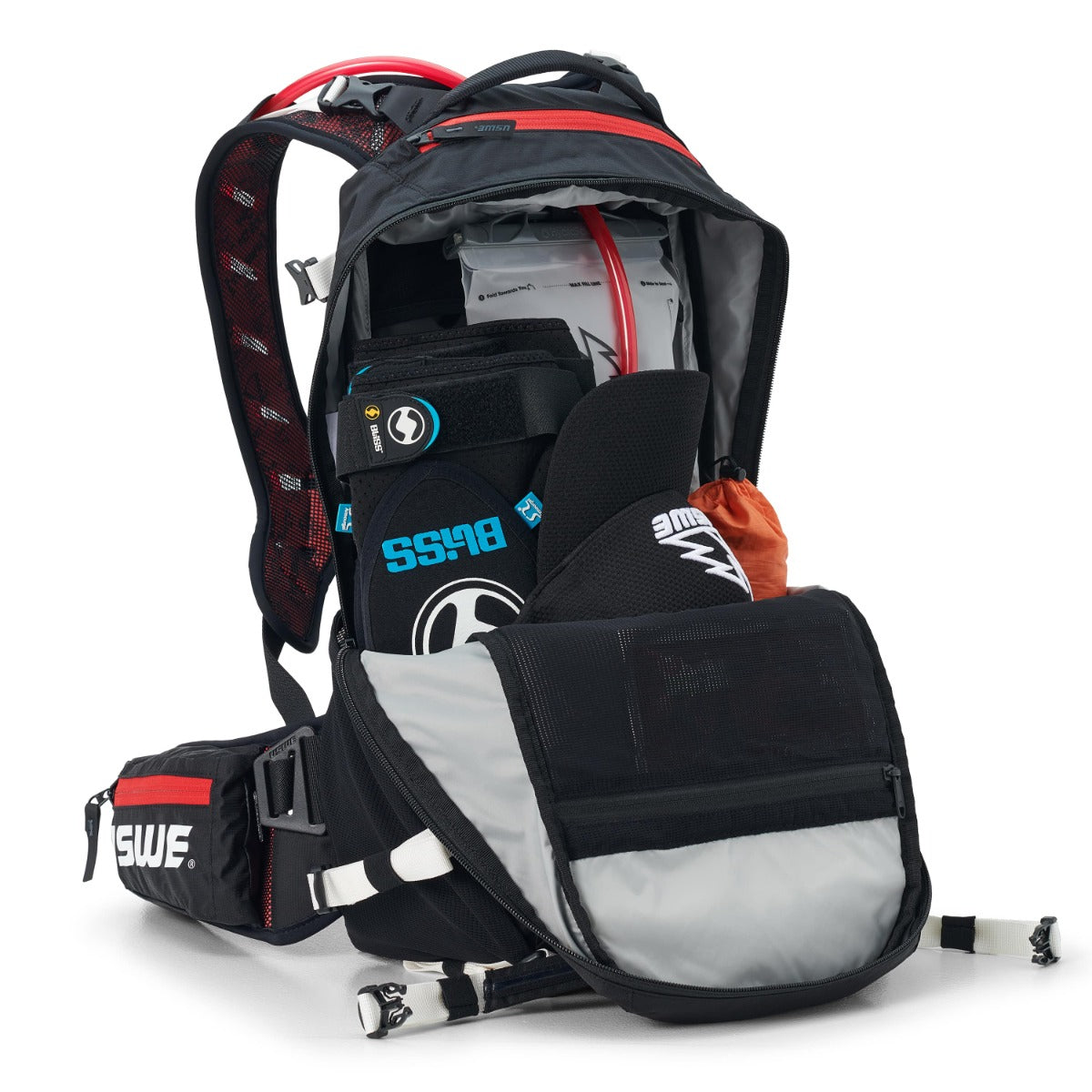 USWE FLOW 16 L Backpack with Integrated Dorsal Black/Red