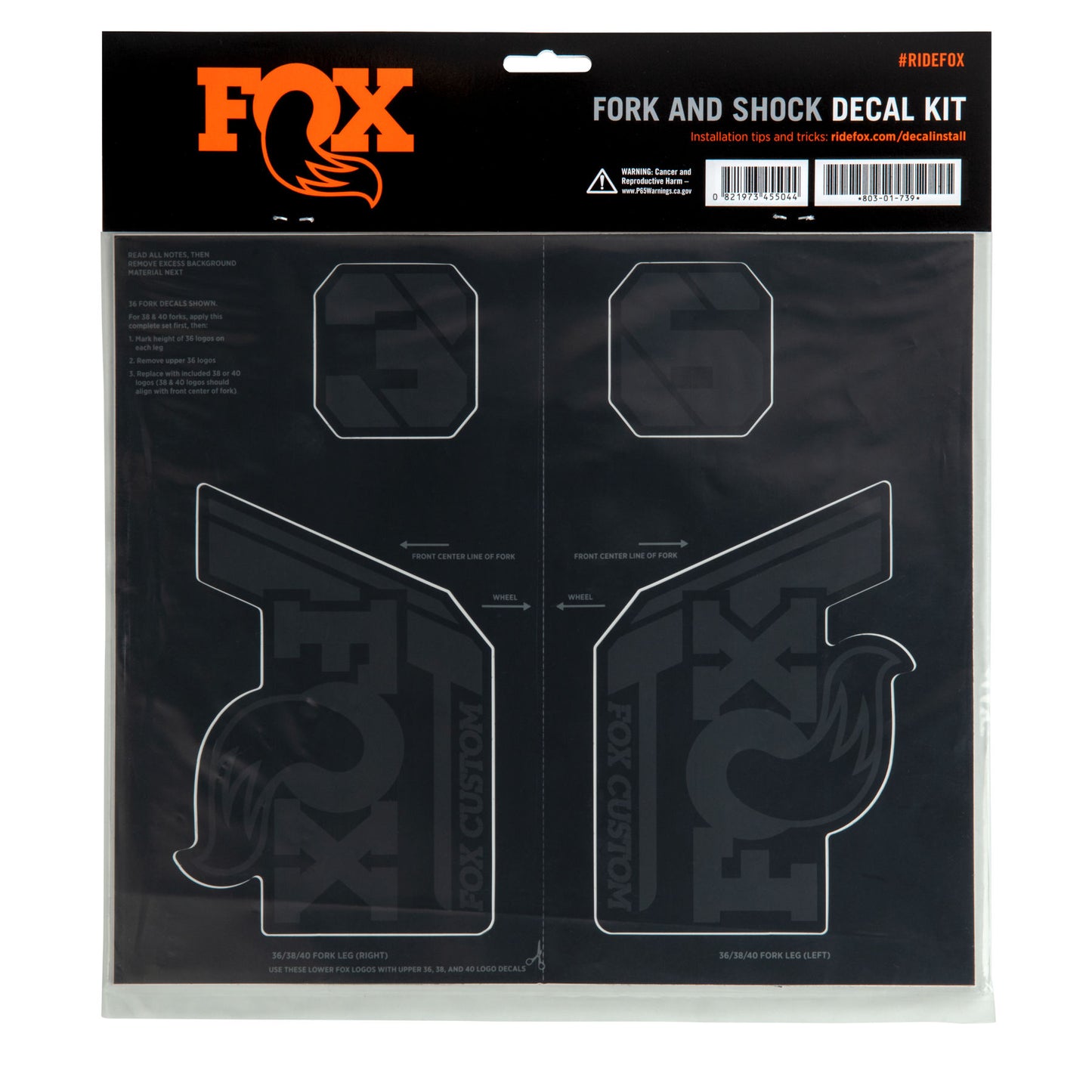 FOX sticker kit for forks and shocks Black