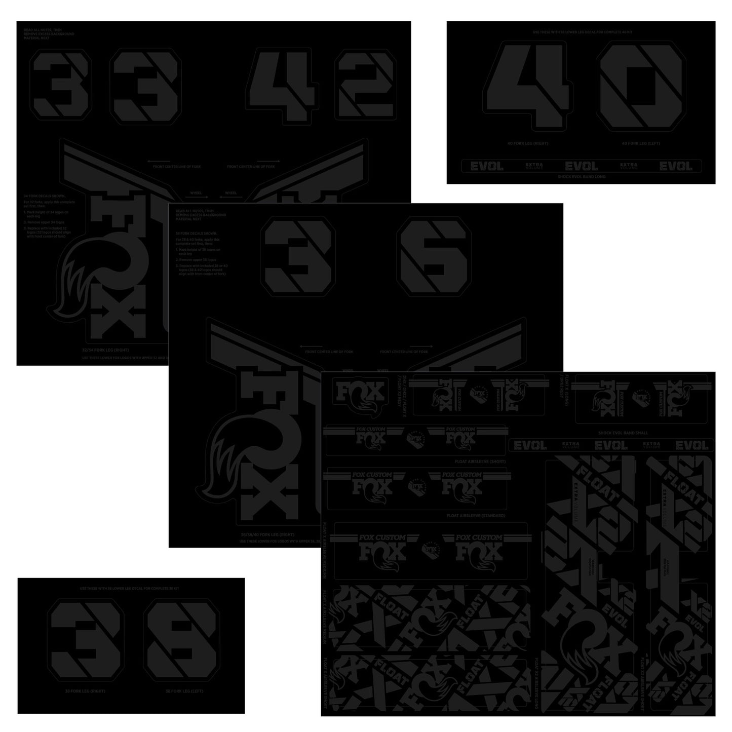 FOX sticker kit for forks and shocks Black