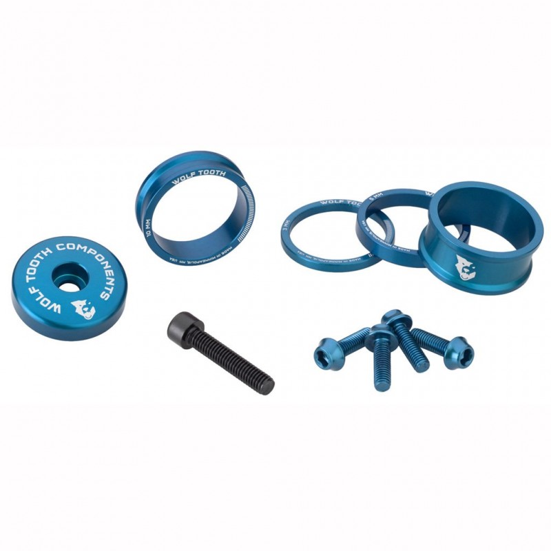 Kit Spacers, Stem Cover and Screws WOLFTOOTH BLING KIT Blue