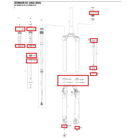 200 h/year Maintenance Kit for ROCKSHOX Domain R/RC B1 Forks 2022-2024