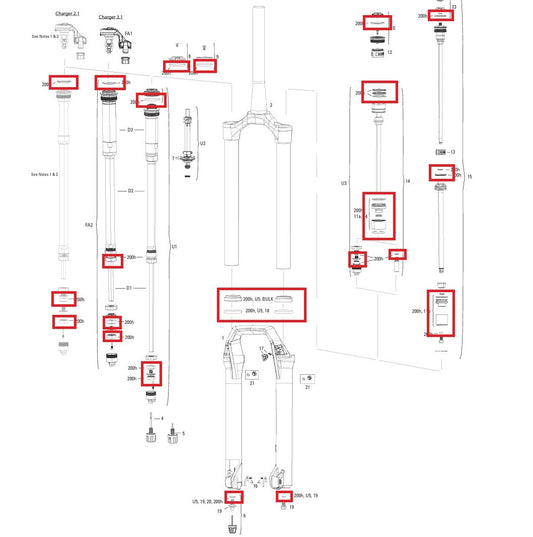 Maintenance kit 200 h/year ROCKSHOX ZEB BASE/SELECT/SELECT+/ULTIMATE (2021+) GEN A1-A3