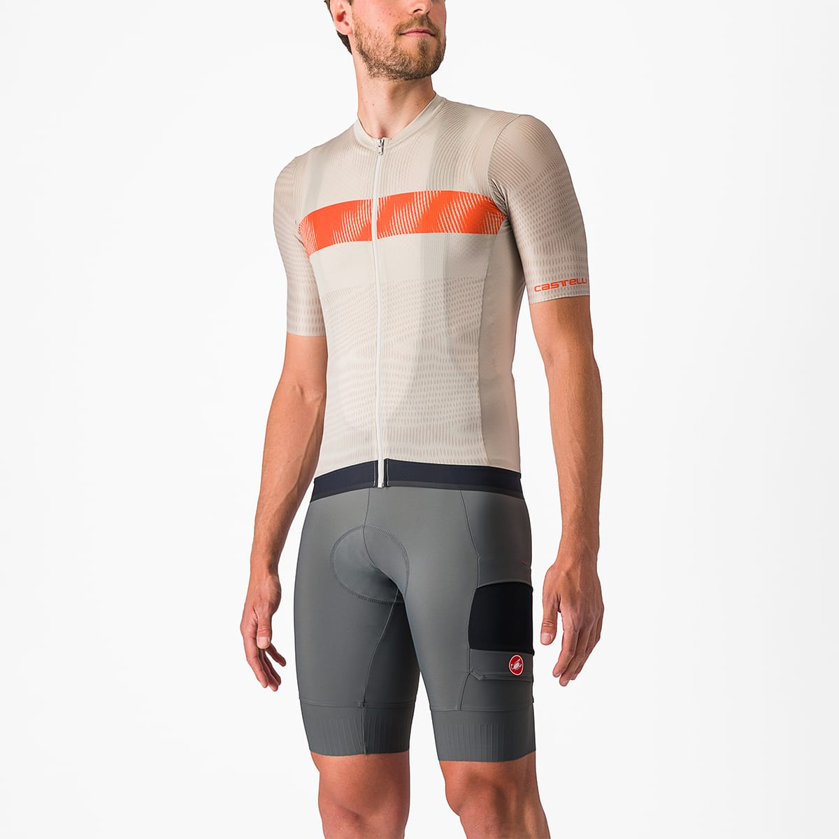 CASTELLI UNLIMITED ENDURANCE Short Sleeve Jersey Grey/Orange