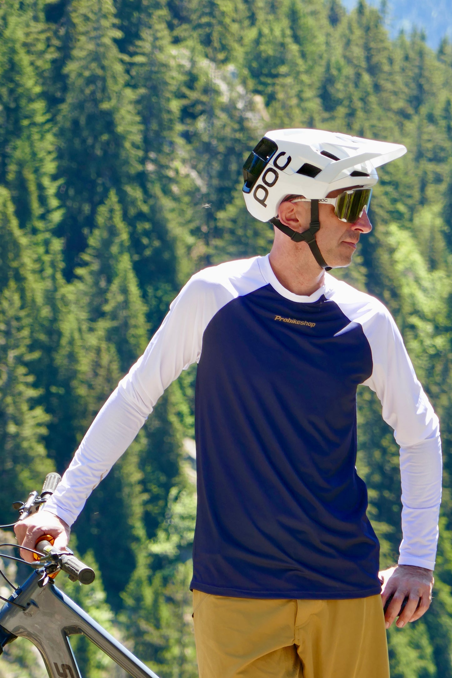 PROBIKESHOP FREERIDE Long Sleeve Jersey Navy/White