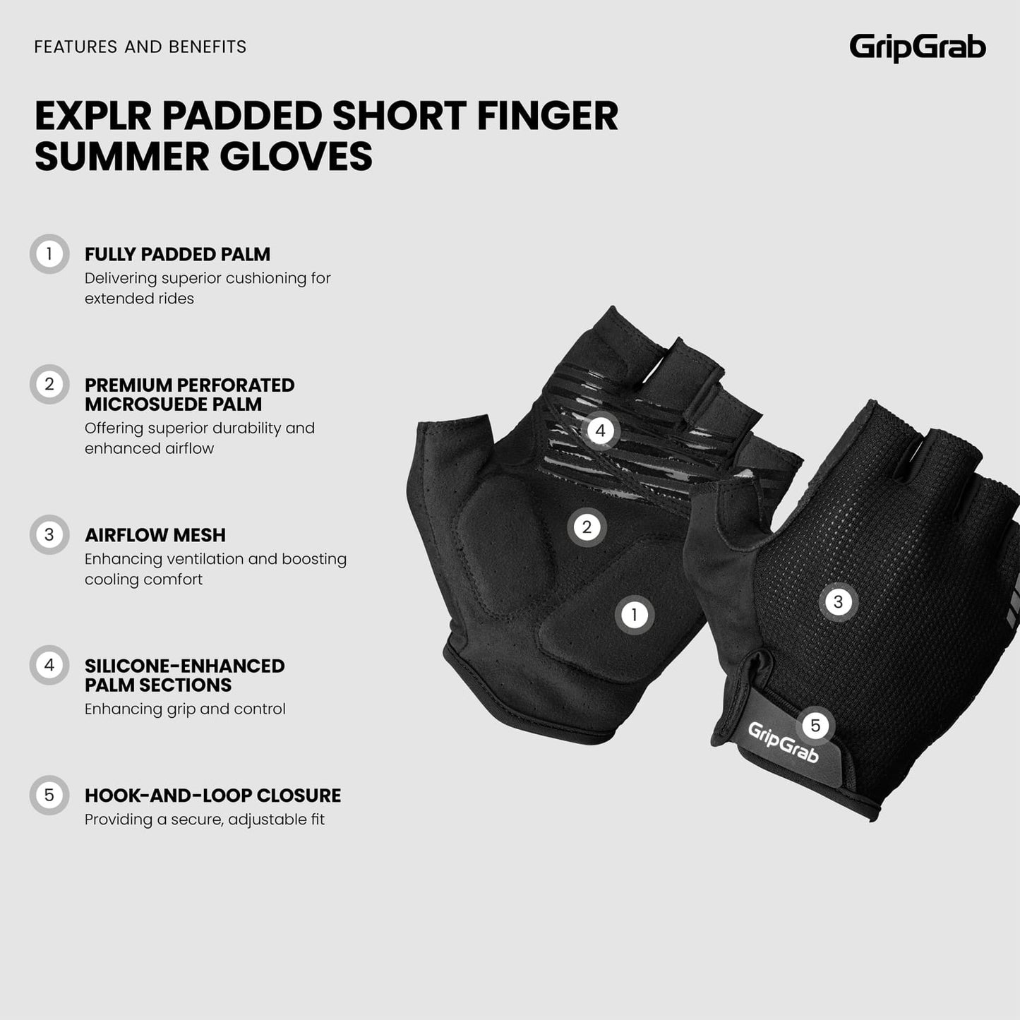 GRIPGRAB EXPLR RC MAX Short Gloves Black