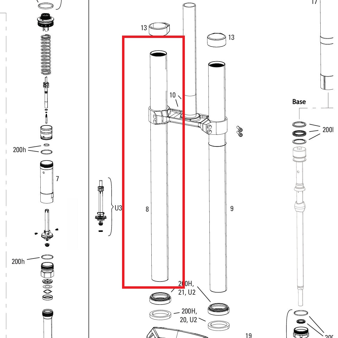 Straight Plunge ROCKSHOX 38MM BOXXER D1+(2024+) Black