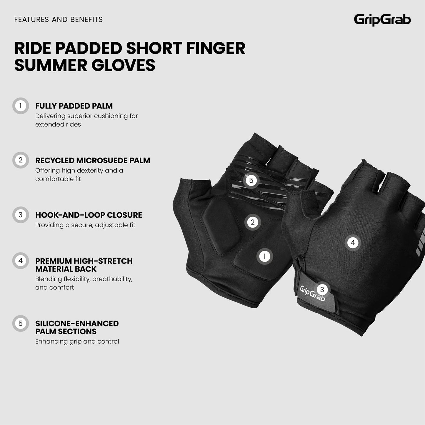 GRIPGRAB RIDE RC MAX Short Gloves Black