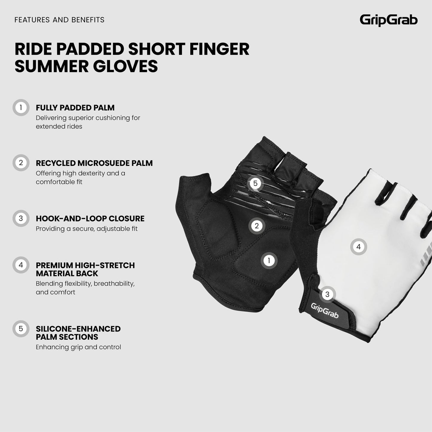 GRIPGRAB RIDE RC MAX Short Gloves White