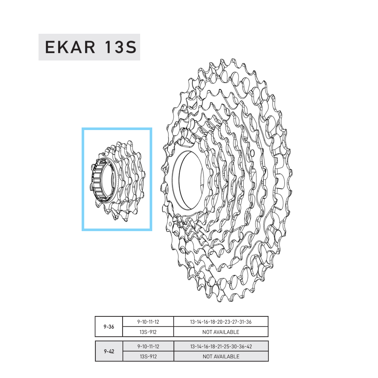 CAMPAGNOLO EKAR 9-10-11-12 Teeth for Cassette 9-36 or 9-42