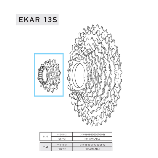 CAMPAGNOLO EKAR 9-10-11-12 Teeth for Cassette 9-36 or 9-42