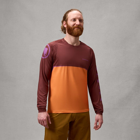 ENDURA SINGLETRACK CORE PRINTED Long Sleeve End Orange Jersey