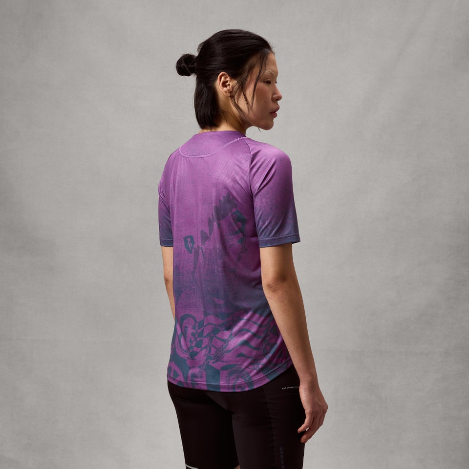 ENDURA SINGLETRACK PRINT Short Sleeve Jersey Women's End Purple